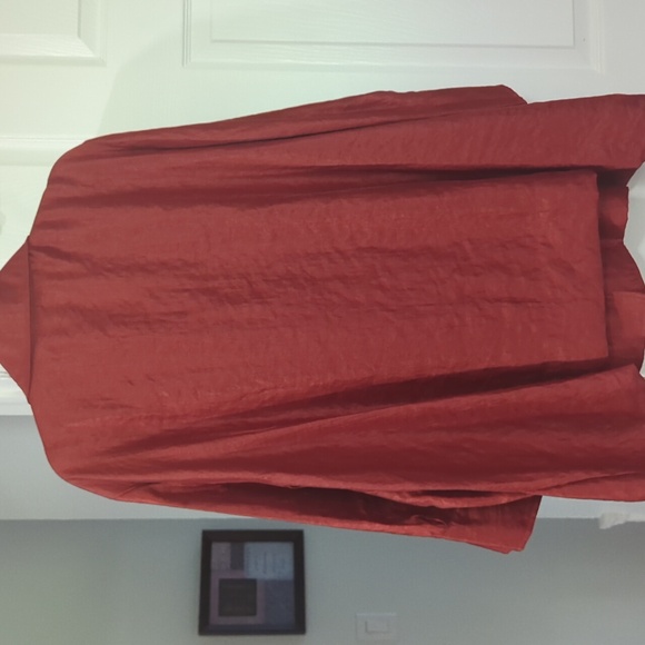 ALI MILES Shimmer Woven Round Collar 3/4 Sleeve Button-Front Jacket (3X) - Picture 3 of 8